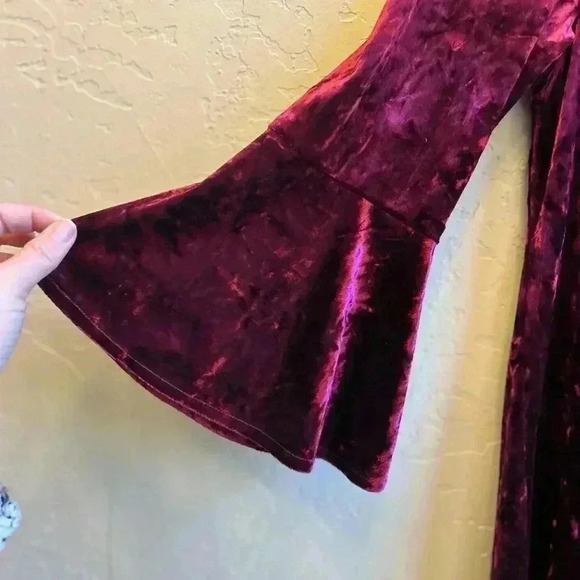 Eliza J crushed velvet bell sleeve Whimsigoth shift dress  6 Fairycore romantic - Picture 4 of 9